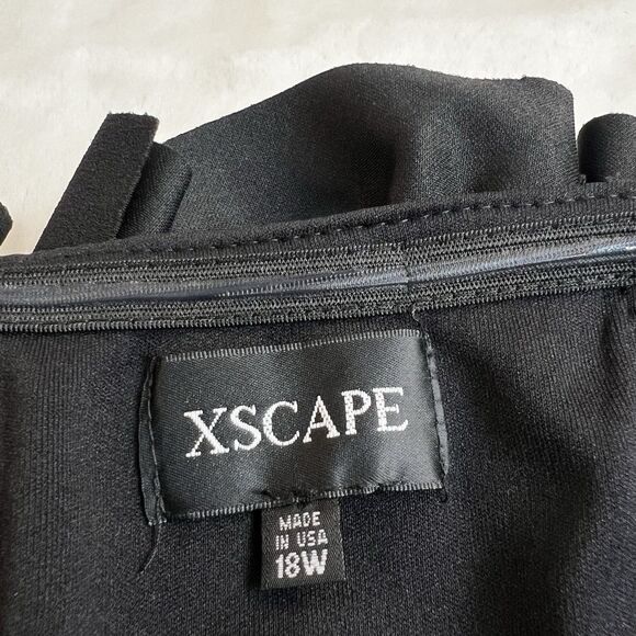 Xscape Brynleigh Dress Off The Shoulder Scuba Ruffle Black Party Plus Size 18W - Picture 10 of 13